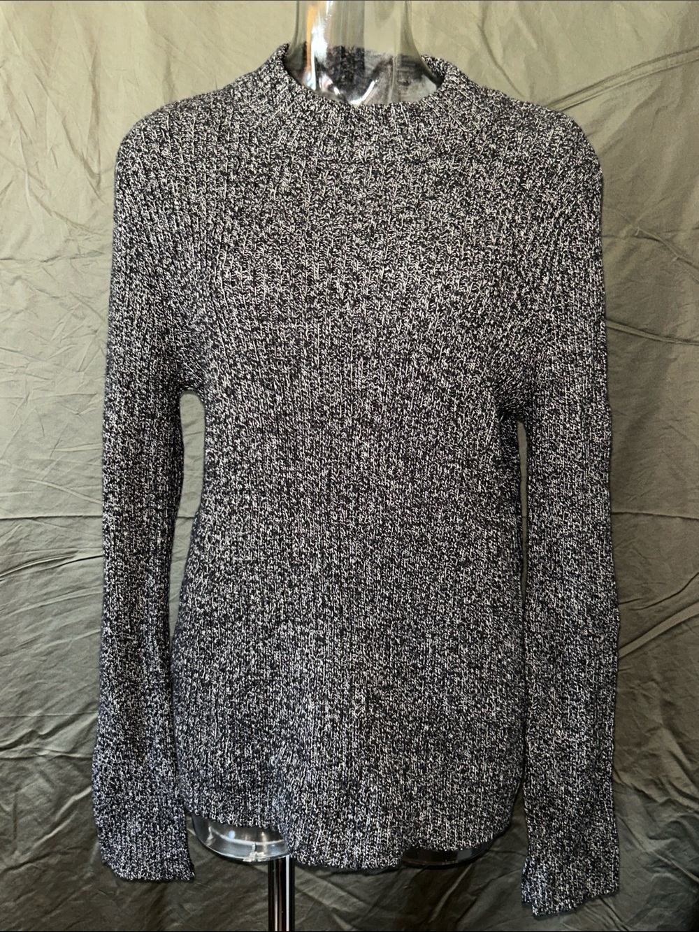 Who What Wear Black & White Marled Crewneck Sweater